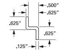 5/8″ Z-Bar Stock Acrylic Profile Specs, a popular slatwall component